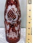 Vintage Ruby Red Etched Glass Decanter Deer Scene Bohemian Czech Crystal Bottle
