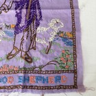 Vintage The Good Shepherd Needlepoint Panel Purple Jesus Lamb 1940s Antique