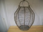 Vintage French Hanging Metal Wire Basket Candle Holder Lantern With Handle