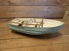 Vintage Folk Art Solid Fiberglass   Wood Fishing Boat 18  Long - Fresh Barn Find