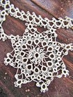 Vtg Lady s Dress Collar Handmade Tatted Lace   8-point Stars