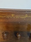 Vintage Wood Wall Thimble Holder Display Rack Shelf 8 Pegs Dark Finish Gold Trim