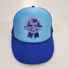 Pabst Blue Ribbon Hat Cap Snapback Blue Foam Trucker Pbr Logo Beer Drinking