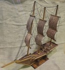 Handmade Wooden Sailboat Ship Model Wood Sailing Boat Vintage - 3 Masts 29 x29 