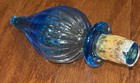 Vintage Mcm Empoli Bottle Stpper Ribbed Design Blue Hand Blown 
