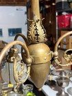 Antique   3 Arm Electric Light Fixture W nice Brass Details 