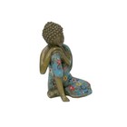 Vintage Cloisonne Enamel Lotus Resting Buddha Metal Statue Gb204