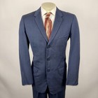 Vintage 1950s 2 Piece Suit Mens 40 Long Jacket 31 33 Pants Drop Loop Wool Blue