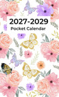 Pocket Calendar 2027-2029  3 Year Monthly Planner Small   Butterfly Cover