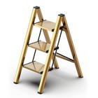 Foldable 3 Step Stool For Closet kitchen-aluminium Gold Step Ladder Stools  