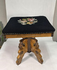 Antique Tonk Victorian Organ Piano Stool Eastlake Style Floral Tapestry Top Usa