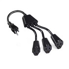 Power Cord Splitter 3 Outlet Extender 16 Gauge 13in Extension Cable Adapter Plug