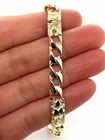 10k Yellow Gold Solid Cuban   Nugget Link Chain Bracelet 7 5  6 5mm 10 5 Grams