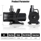3700gph Submersible Water Pump 130w Adjustable Flow Outdoor Aquarium Hydroponics