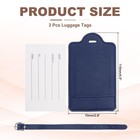3 Pcs Pu Leather Travel Luggage Tags Identifier Suitcase Labels   Dark Blue