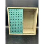 Vtg Handmade Wooden Doll Wardrobe Closet Cabinet Pegboard Sliding Door 8 5 x8 5 
