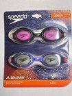 Speedo 2 Pack Jr Sea Spray Goggles Ages 6-14 Uv Protection No Latex