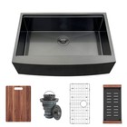 33 Inch Black Workstation Farmhouse Apron Front Stainless Steel Kitchen Sink