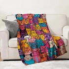Colorful Cat Blanket Gifts 50x60 Inches Funny Cat Soft Fleece Throw Decor