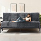 10  Futon Mattress Queen Size Foam Futon Sofa Couch Corduroy Floor Bed Grey New