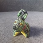 Vintage Green Plaid Dog Pincushion With Measuring Tape Tail Made In Japan
