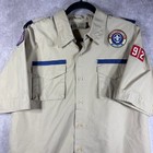 Boy Scouts Of America Uniform Shirt Mens Medium Tan Khaki Short Sleeve Button Up