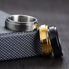 Custom Engraved Name Ring Rotatable Spinner Jewelry Anniversary Gift Gold Silver