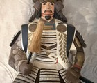 Hakata Urasaki Clay Doll Seated Samurai Warrior Stool Figurine Japan Tiger Base