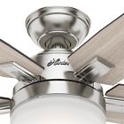 Hunter Fan 52 Inch Contemporary Brushed Nickel Ceiling Fan With Remote And Light