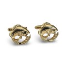 Hickok Tie Clip   Cufflinks Set Fishing Rod   Jumping Fish Gold Tone Vintage Usa