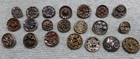 21 Vintage Antique Metal Picture Buttons Floral  2