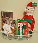 Nw Christmas Gift Basket Decorative Plush Doll  Cup  Candy  Cookies  Chocolates 
