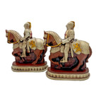 Pair Of Vintage Mounted Midieval Knights In Armor Bookends 7 5 hx6 5 w Rare
