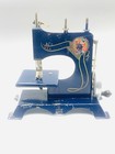 Vintage    little Mother    Toy Sewing Machine Blue Manual Hand Crank
