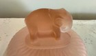 Vintage Le Smith Pink Frosted Elephant Lid Glass Powder Vanity Jar