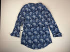 Habitat Womens Small Blue Floral Crinkle Button Up Tunic Blouse Shirt Nwt