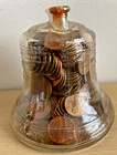 Vintage 1976 Liberty Bell Bicentennial Amber Glass Coin Bank 1776-1976 Pennies  