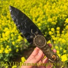Obsidian Knife   Handmade Carved Crystal Arrowhead Stone  Collectible Gifts