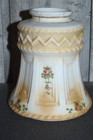 Antique Art Deco Milk Glass Bell Lamp Light Shade Floral Opaque White Circa 1920