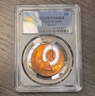 Pr64rb 1970 Uk Great Britain 1 Penny Proof  Pcgs Trueview- Rainbow Toned