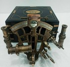 Nautical Brass Antique J  Scott Sextant With Working Marine Vintage Hardwood Box
