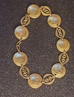 Unique -vintage 1970s Handmade Artisan Peruvian Coin Gold Tone Brass Bracelet 8 