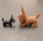 Mcm Wood Carved Schnauzer Scotty Dogs Carving Figurine Lot Of 2 Mid Century 60s