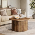 Farmhouse Round  Coffee Table 31 5  Rustic Wood Circle With Metal Base  new 