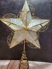 Vintage Capiz Shell Gold Star Christmas Tree Topper Gold Filigree 