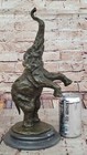 Happy Elephant Bronze Sculpture Statue Art Decor Marble Base Figurine Home Decor