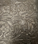 Jet Black Western Floral  Embossed Cowhide Leather Zipper Portfolio