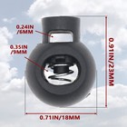 120pcs Black Plastic Single Hole Cord Locks  Round Toggle Spring Clips Stoppe   