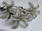  new  3 Handmade French Beaded Large Lilies Flowers Stargazer Lily Gunmetal