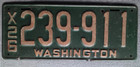 Washington 1926 License Plate Original